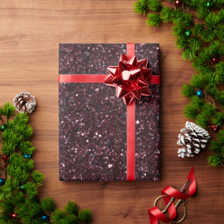 Deep Burgundy Wine Black Glitter Pattern Wrapping Paper