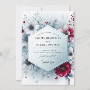 Deep Burgundy Winter Bloom Wedding Invitation