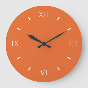 Deep Carrot Orange Classy Solid Color Large Clock
