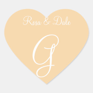 Deep Champagne Customisable Letter Invitation Heart Sticker