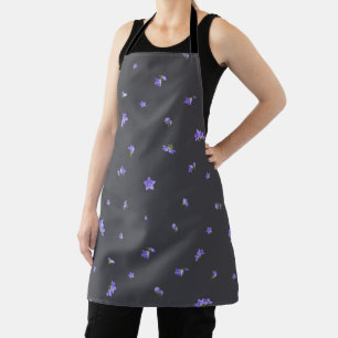 Deep Charcoal Balloon Flower Floral Pattern Apron