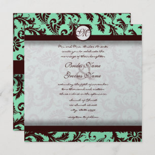 Deep Chocolate Brown Damask Wedding Invitation