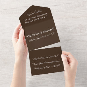 Deep Chocolate Brown Wedding Invite – All-in-One