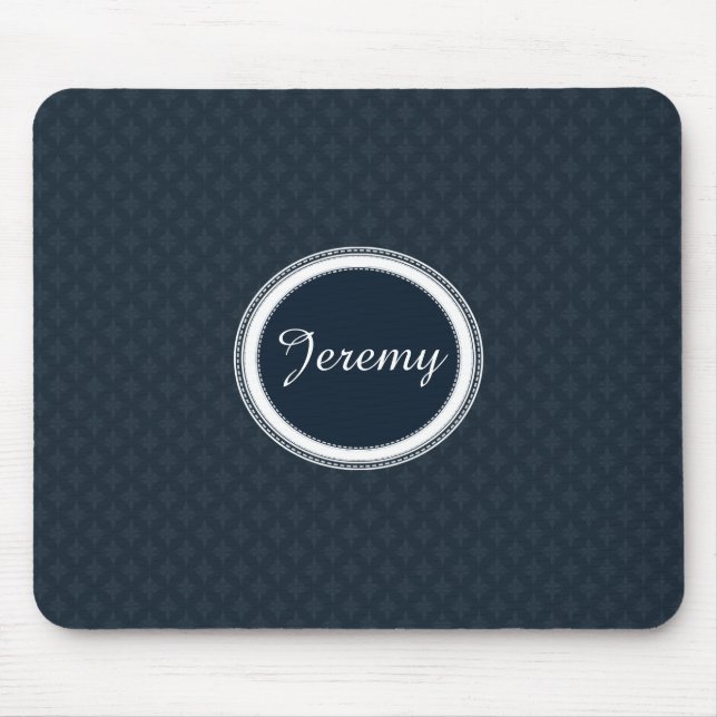 Deep Classic Navy Blue With Custom Monogram Mouse Mat (Front)
