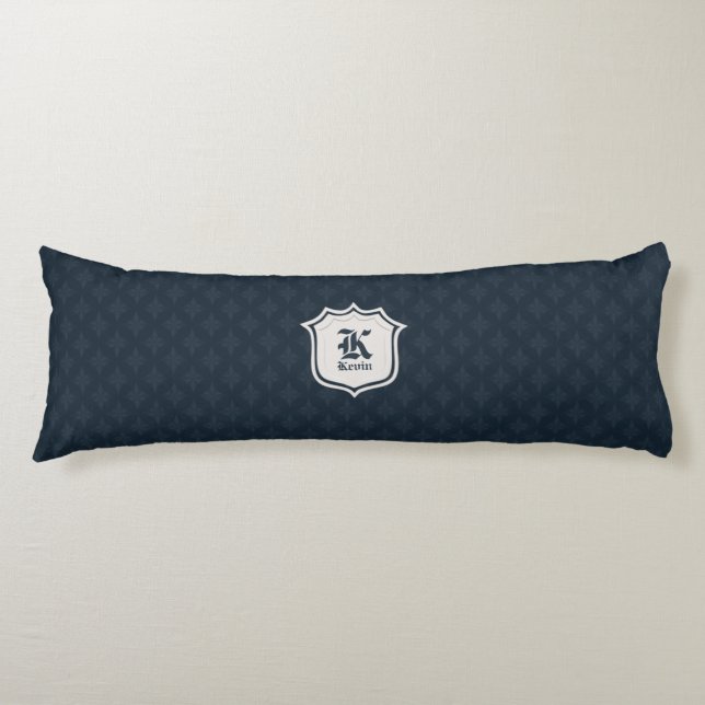 Deep Classic Navy Custom Monogram Body Cushion (Front)
