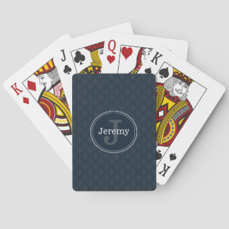 Deep Classic Navy Custom Monogram Playing Cards