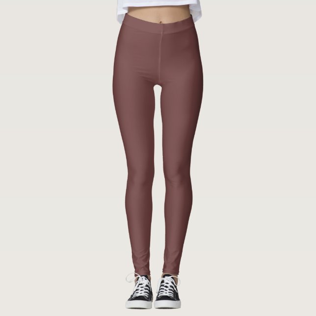 Deep Coffee Colour Solid Plain Leggings (Front)