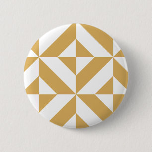 Deep Cool Gold Geometric Deco Cube Pattern 6 Cm Round Badge