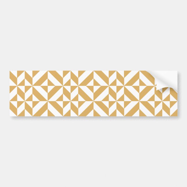 Deep Cool Gold Geometric Deco Cube Pattern Bumper Sticker (Front)