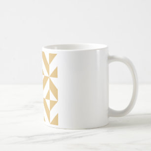 Deep Cool Gold Geometric Deco Cube Pattern Coffee Mug