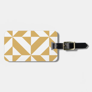 Deep Cool Gold Geometric Deco Cube Pattern Luggage Tag