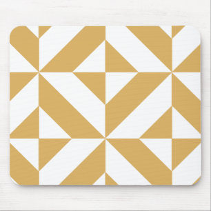 Deep Cool Gold Geometric Deco Cube Pattern Mouse Mat