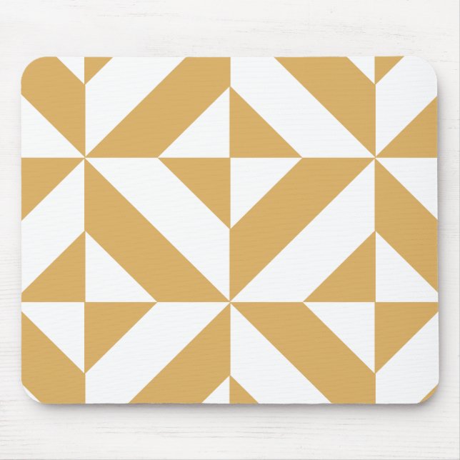 Deep Cool Gold Geometric Deco Cube Pattern Mouse Mat (Front)