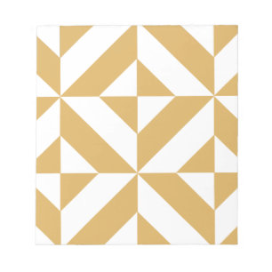 Deep Cool Gold Geometric Deco Cube Pattern Notepad