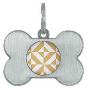 Deep Cool Gold Geometric Deco Cube Pattern Pet Tag