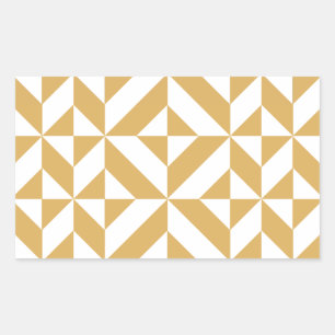 Deep Cool Gold Geometric Deco Cube Pattern Rectangular Sticker