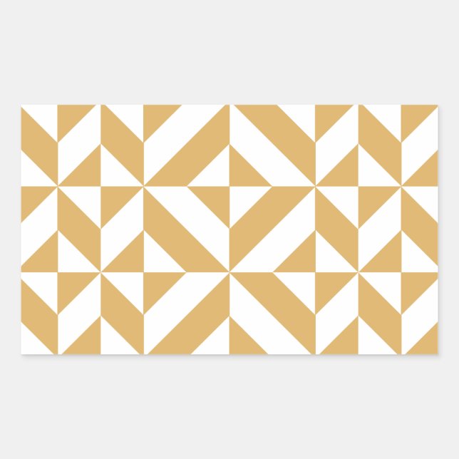 Deep Cool Gold Geometric Deco Cube Pattern Rectangular Sticker (Front)