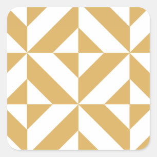 Deep Cool Gold Geometric Deco Cube Pattern Square Sticker