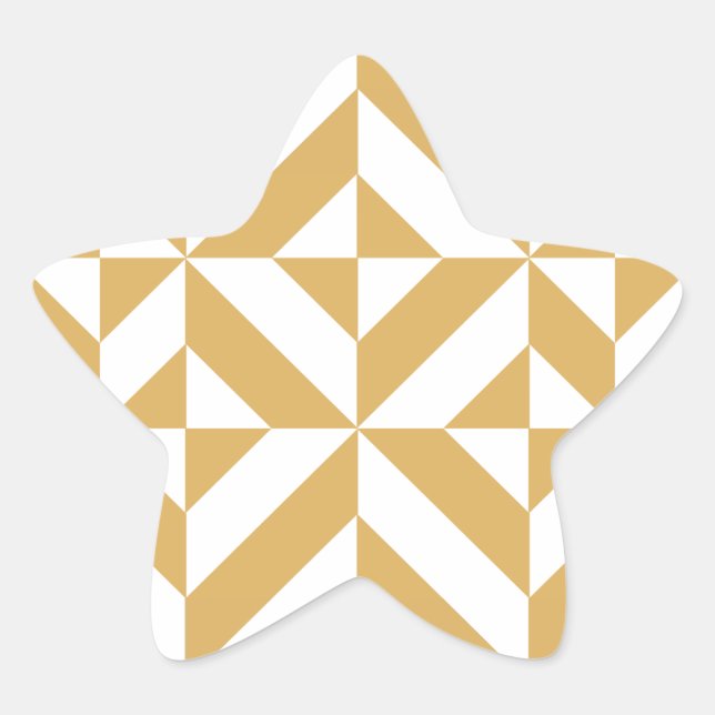 Deep Cool Gold Geometric Deco Cube Pattern Star Sticker (Front)