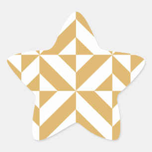 Deep Cool Gold Geometric Deco Cube Pattern Star Sticker