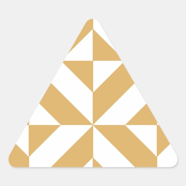 Deep Cool Gold Geometric Deco Cube Pattern Triangle Sticker (Front)
