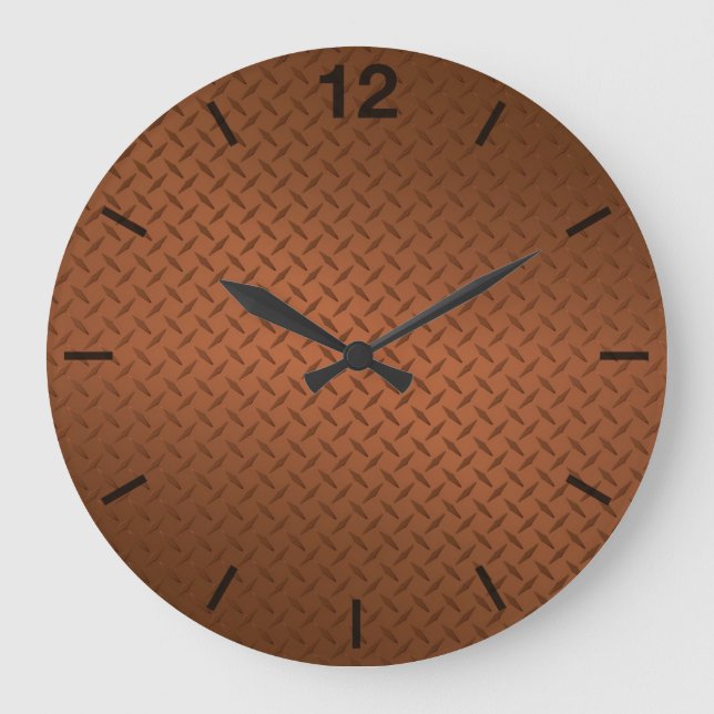Deep Copper Diamondplate Pattern Large Clock (Front)