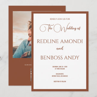 Deep Copper Minimalist Modern Calligraphy Wedding Invitation