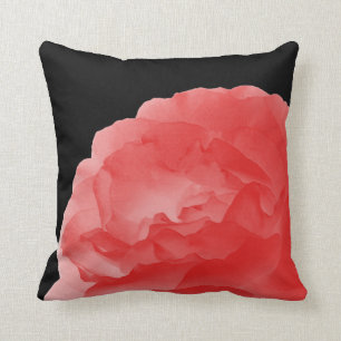 Deep Coral Pink Rose Petals 16" Square Pillow