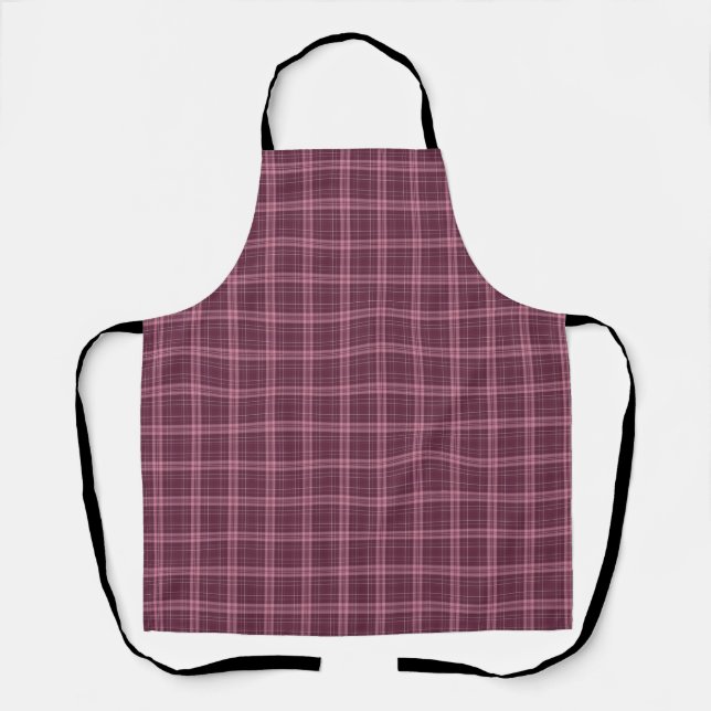 Deep Cranberry Red Tartan Plaid Apron (Front)