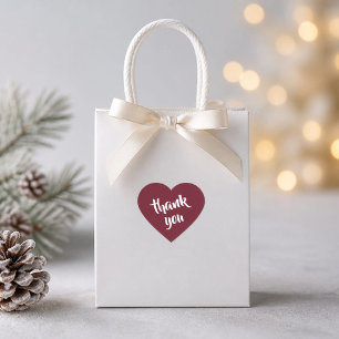 Deep Cranberry Thank You Heart Sticker