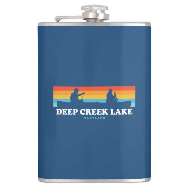Deep Creek Lake Maryland Canoe Hip Flask (Front)