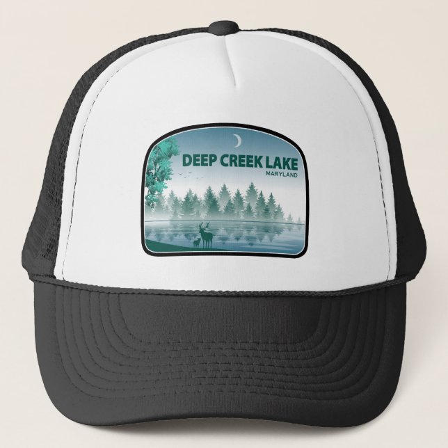 Deep Creek Lake Maryland Deer Trucker Hat (Front)