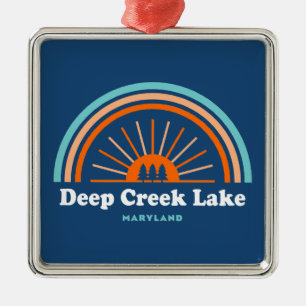 Deep Creek Lake Maryland Rainbow Metal Tree Decoration