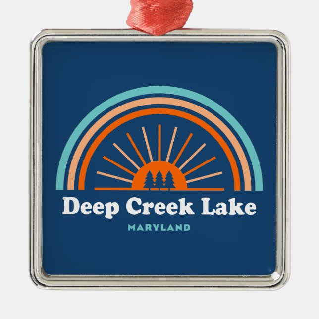 Deep Creek Lake Maryland Rainbow Metal Tree Decoration (Front)