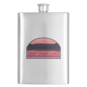 Deep Creek Lake Maryland Red Sunrise Hip Flask
