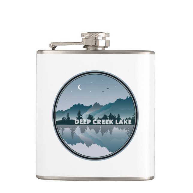Deep Creek Lake Maryland Reflection Hip Flask (Front)