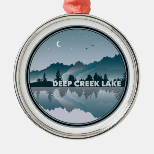 Deep Creek Lake Maryland Reflection Metal Tree Decoration