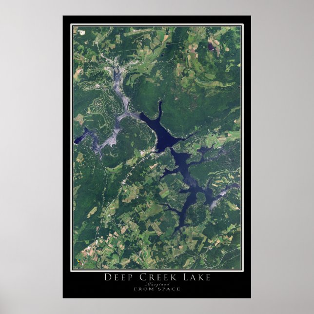 Deep Creek Lake Maryland Satellite Poster Map (Front)