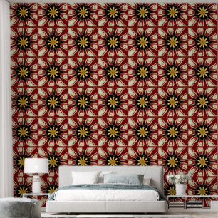 Deep Crimson Cream Golden Black: Achempong Starbur Wallpaper