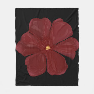 Deep Crimson Moody Bloom Glossy Botanical Floral  Fleece Blanket