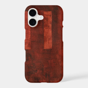 Deep Crimson Painting with Geometric Shapes
