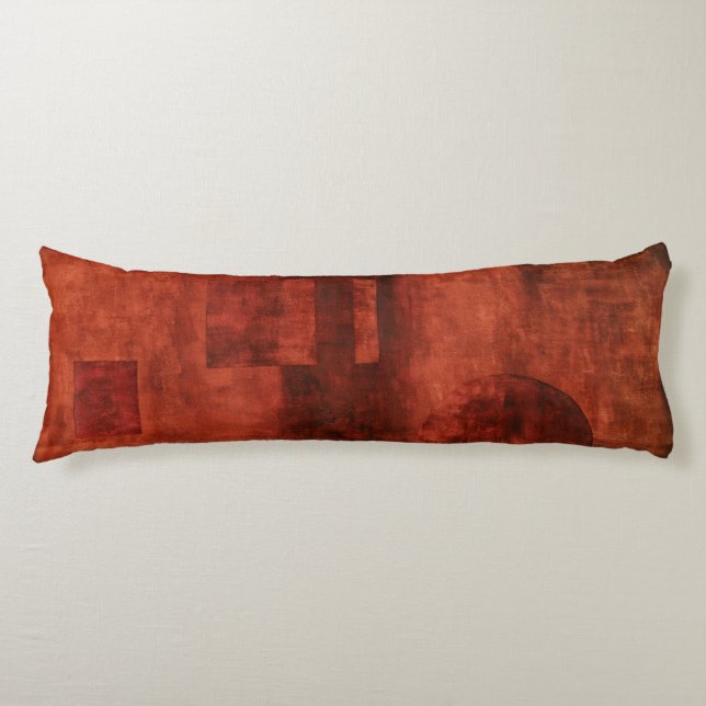 Deep Crimson Painting with Geometric Shapes Body Cushion (Front)
