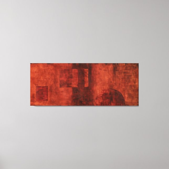 Deep Crimson Painting with Geometric Shapes Canvas Print (Front)