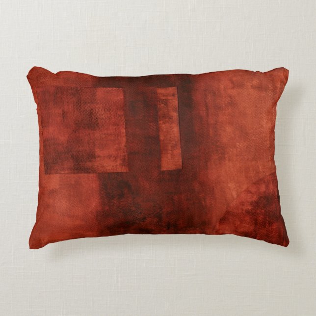 Deep Crimson Painting with Geometric Shapes Decorative Cushion (Front)