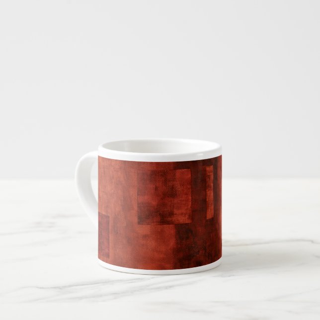 Deep Crimson Painting with Geometric Shapes Espresso Cup (Front Left)