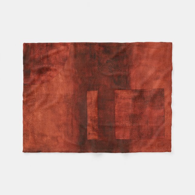 Deep Crimson Painting with Geometric Shapes Fleece Blanket (Front (Horizontal))