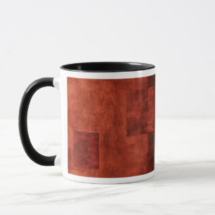 Deep Crimson Painting with Geometric Shapes Mug