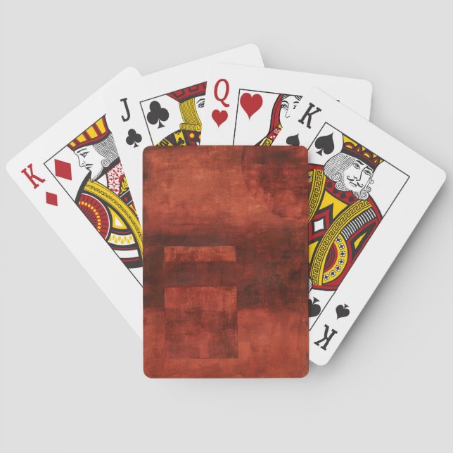 Deep Crimson Painting with Geometric Shapes Playing Cards (Back)