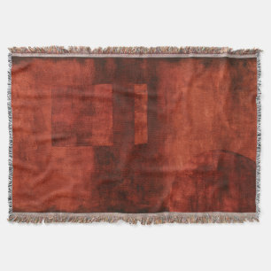 Deep Crimson Painting with Geometric Shapes Throw Blanket