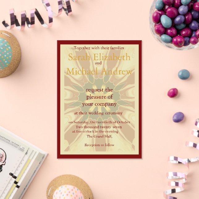 Deep Crimson Starburst Design | Opulent Modern Hi Acrylic Invitations (Insitu (Celebration))